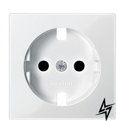 Накладка Schneider Electric Merten System M MTN2330-0319 із заземленням і з захисними шторками полярно білий фото