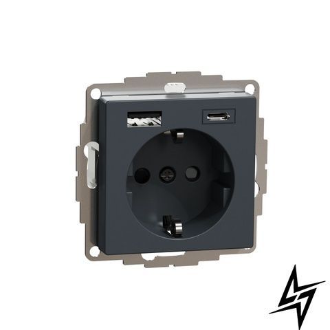 Розетка з USB Schneider Electric MEG2367-0414 Merten System M, антрацит, 16 А фото