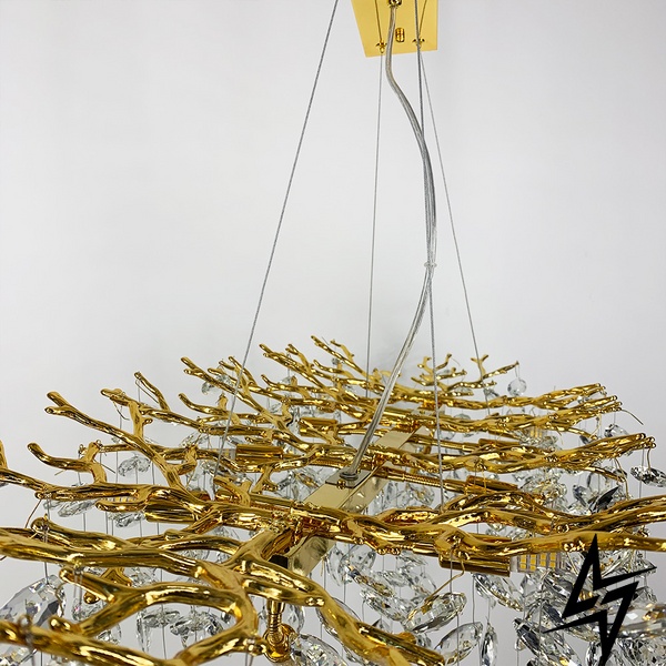 Удлиненная золотая люстра DIAMINA с хрустальными камнями LE41095 10xG9 40x100см Золото/Прозрачный 33007-L GD фото в живую, фото в дизайне интерьера