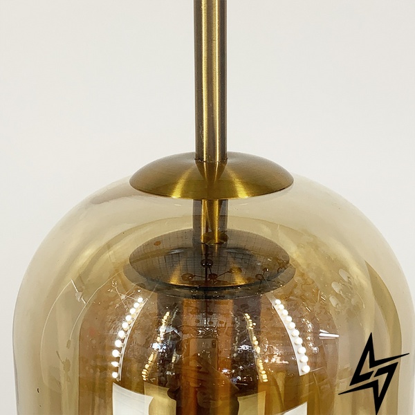 Латунний світильник із подвійним янтарним плафоном LE39467 Латунь/Помаранчевий 15см 1xE27 AA 330/1 AB+AM фото наживо, фото в дизайні інтер'єру