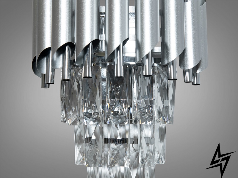 Современный хрустальный настенный светильник D23-32020 Хром 9001-2W-SL+CH фото в живую, фото в дизайне интерьера
