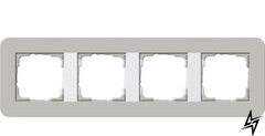 0214412 Рамка с белой подложкой E3 Серый / Белый 4-постовая Gira фото