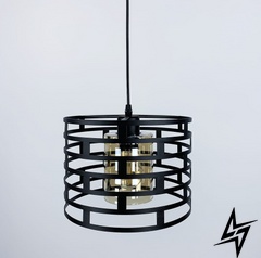Подвесной светильник с металлическим закругленным каркасом LE25728 24x24см Черный/Оранжевый 12716/1 фото в живую, фото в дизайне интерьера
