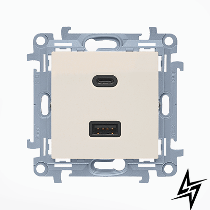 Зарядний пристрій SIMON10 2xUSB тип C+A, 3.1 A, 5V, 230V, крем CEC2CA.01/41 фото