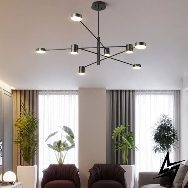 Современная черная LED люстра с рожками, который регулюються по оси 26-1579 DE31/8 BK фото