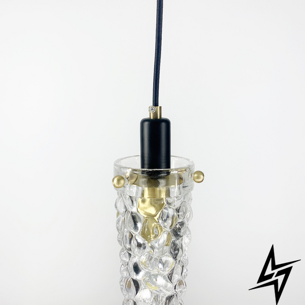 Удлиненный светильник со стеклянным рельефным плафоном LE25428 1xE14 8x25см Золото/Прозрачный SGA 8/1 фото в живую, фото в дизайне интерьера