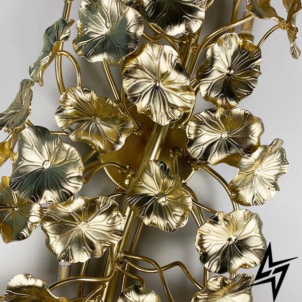 Видовжена золота бра у флористичних мотивах LE30420 10xG9 40x125см Золото WB 5045 фото наживо, фото в дизайні інтер'єру