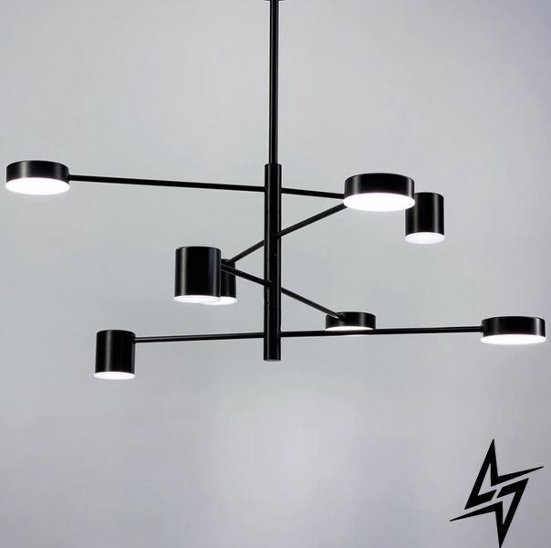 Современная черная LED люстра с рожками, который регулюються по оси 26-1579 DE31/8 BK фото