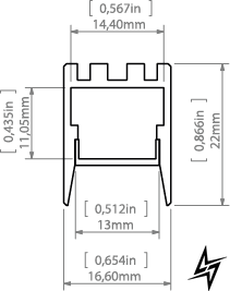 LED-профіль KLUS PDS-ZMG, 2 метри KLUS_A01418A_2 KLUS_A01418A_2 фото