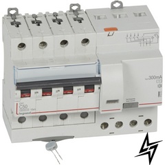 Диференціальний автоматичний вимикач 4P C 50A 300мA AC, 411210 Legrand фото