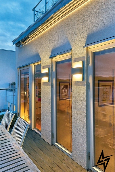 Настенный фасадный уличный светильник Norlys Geneva 879GR ЛЕД 28026 фото в живую, фото в дизайне экстерьера