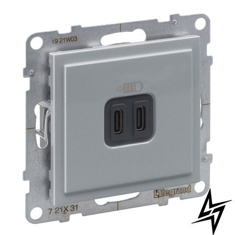 USB-розетка Legrand 721331 Suno, алюміній, металік, 220 В 721331 фото