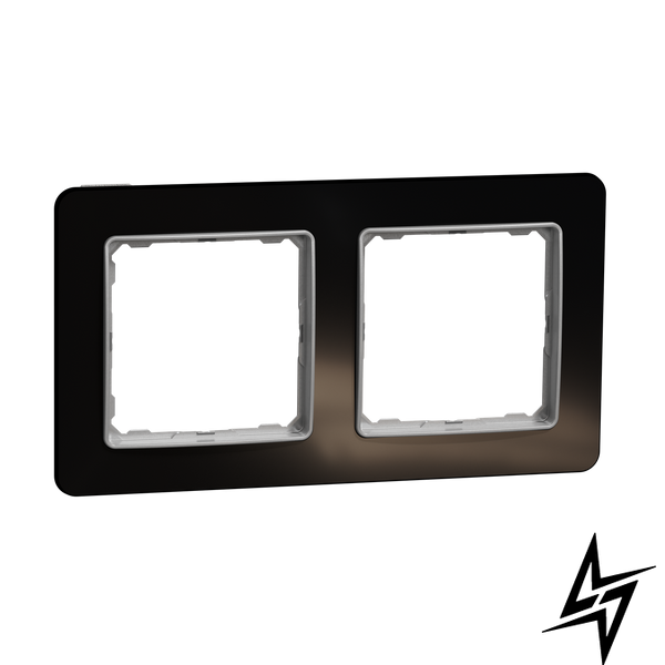 Рамка 2 поста Schneider Electric SDD361802 Sedna Elements чорне скло пластик фото