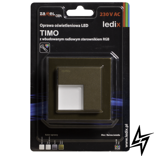 Настінний світильник Ledix Timo з рамкою 07-225-46 врізний Старе золото RGB з радіоконтроллер RGB LED LED10722546 фото наживо, фото в дизайні інтер'єру