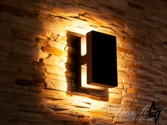 Плоский фасадный LED светильник D23-31110 Черный DFB-5002BK фото в живую, фото в дизайне экстерьера