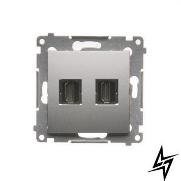 Розетка HDMI 2-на срібний матовий Simon 54 DGHDMI2.01/43 фото