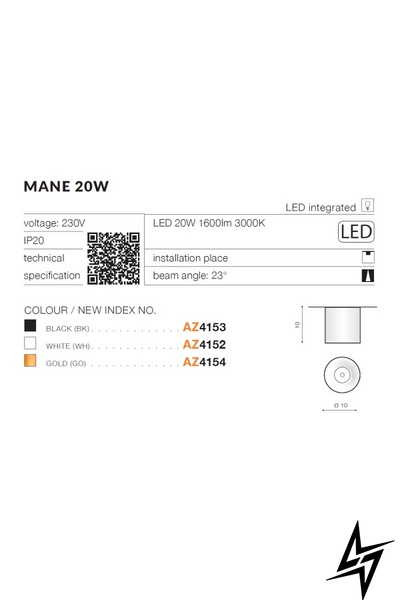 Точечный накладной светильник Azzardo Mane AZ4154 ЛЕД 50193 фото в живую, фото в дизайне интерьера
