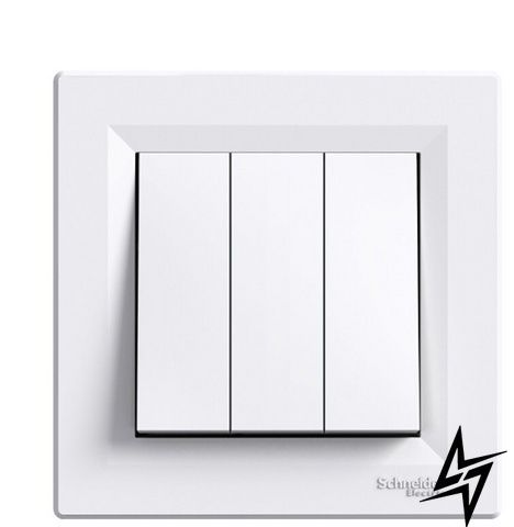3-клавішний вимикач Schneider Electric EPH2100121 Asfora, білий, глянцевий, 10 А, IP20 EPH2100121 фото