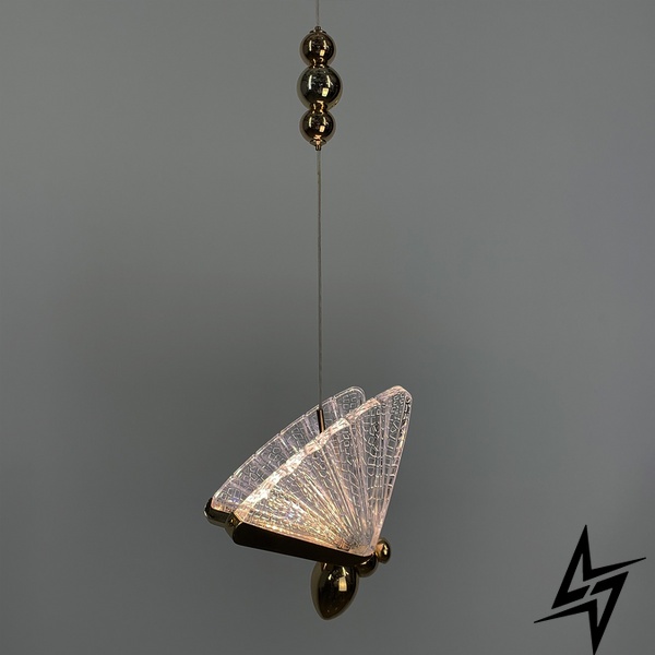 Дизайнерская подвес-бабочка Divinare Letizia LE29914 LED 5W 3500K 17x35см Золото 6308 S GD фото в живую, фото в дизайне интерьера