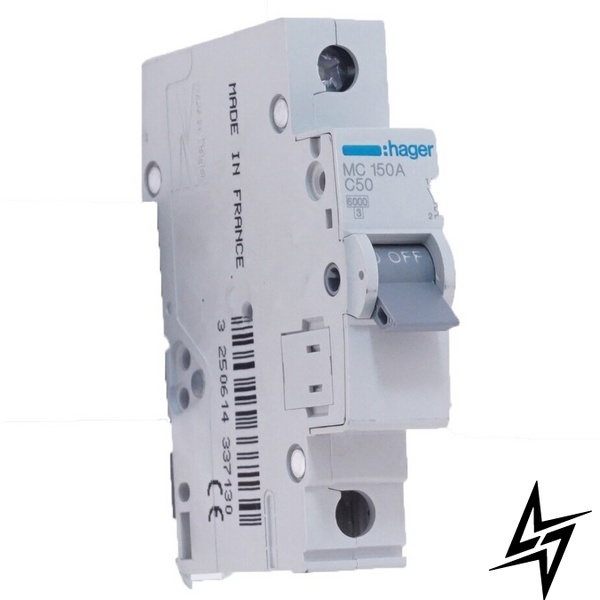 Автоматичний вимикач Hager MC150A 1P 50A C 6kA фото