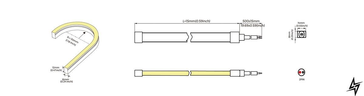 Гнучкий неон COLORS 24V-IP65 8,8W 320Lm 2700K 5м NJS0612-SW фото