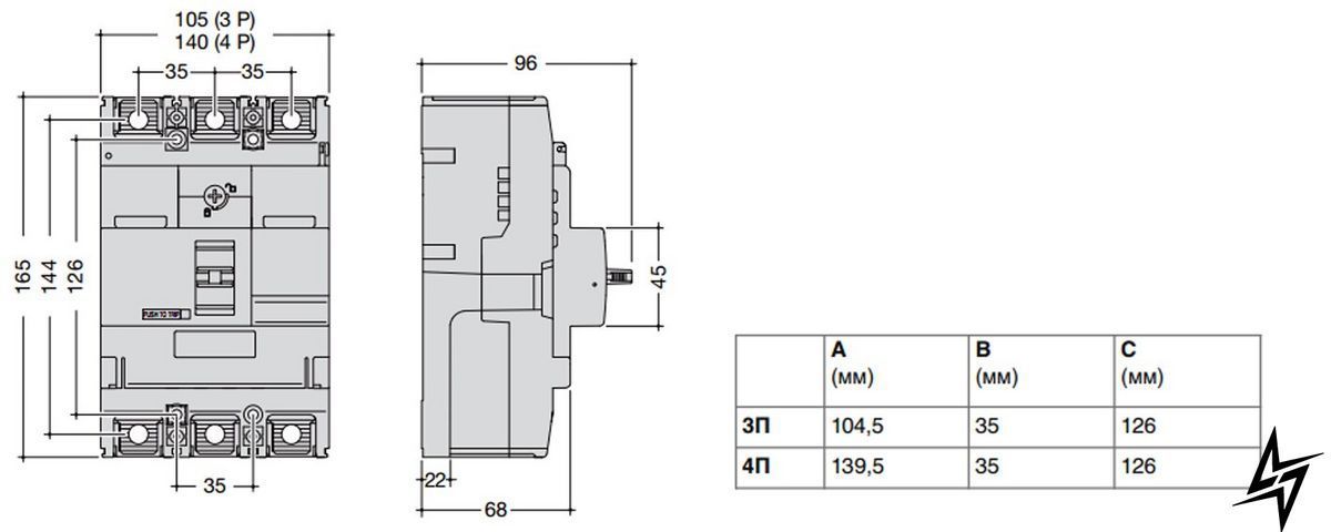 Корпусний автоматичний вимикач Hager HNB161H 4P, 160 А, 40 кА HNB161H фото