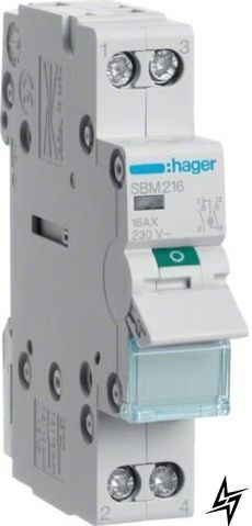 Вимикач навантаження Hager SBM216 SBM 2P, 16 А, 0-1 фото