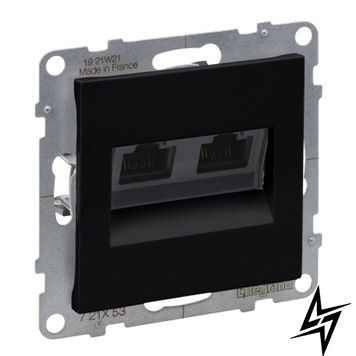 Розетка компьютерна 2-а RJ45 CAT6/UTP для серії SUNO чорний Legrand 721453 фото