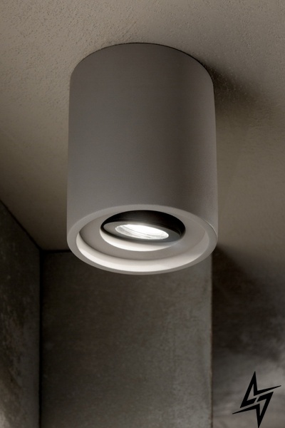 Точечный накладной светильник Ideal Lux Oak Pl1 Round Cemento 150437 22984 фото в живую, фото в дизайне интерьера