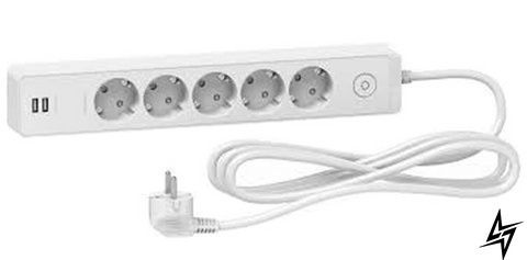 Подовжувач ST945U3W на 5 гнізд і 2хUSB (3м) білий Schneider Electric фото