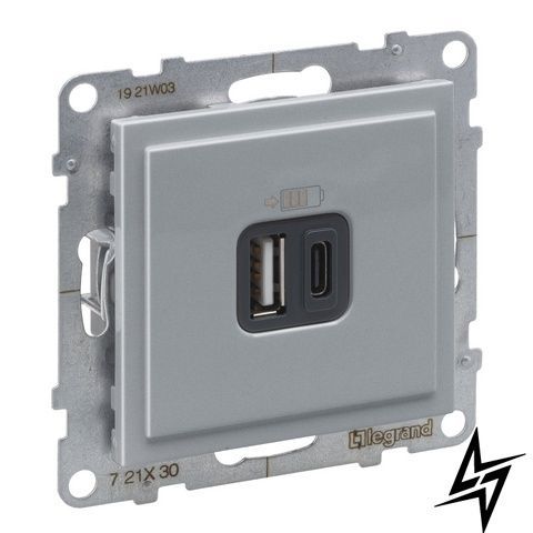 USB-розетка Legrand 721330 Suno, алюміній, металік, 220 В 721330 фото