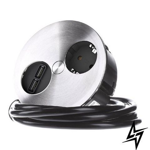 Розеточный модуль (1 розетка з/к + 2 USB гнезда для зарядки ) TWIST Bachmann 931.031 нержавеющая сталь фото