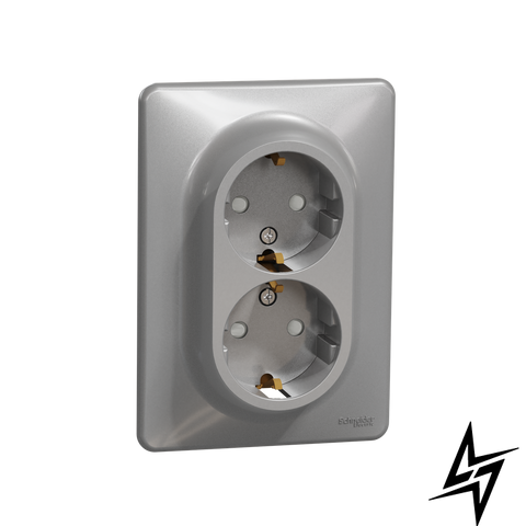 Подвійна розетка Schneider Electric SDD313221 Sedna Design, алюміній, глянцева, IP20 фото