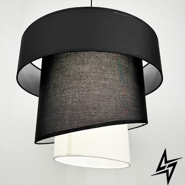 Дизайнерская люстра IONOS 2 с текстильным абажуром LE41153 50x50см Черный/Белый MJ 159-500 BK+BK+WT фото в живую, фото в дизайне интерьера