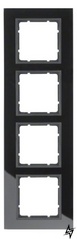 Рамка стеклянная 4-местная черная B.7 10146616 Berker фото