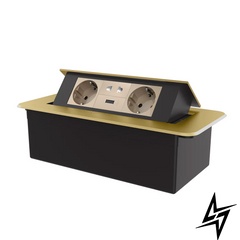 Мебельная розетка двойная с USB и универсальной розеткой 2 в 1 Livolo золотой (VL-SHS013-2TC-T25-UA-AP-A) фото