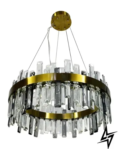 Підвісна LED люстра кришталева з кільцями &Oslash;80 см латунна 26-0687 MJ210-800 AB фото