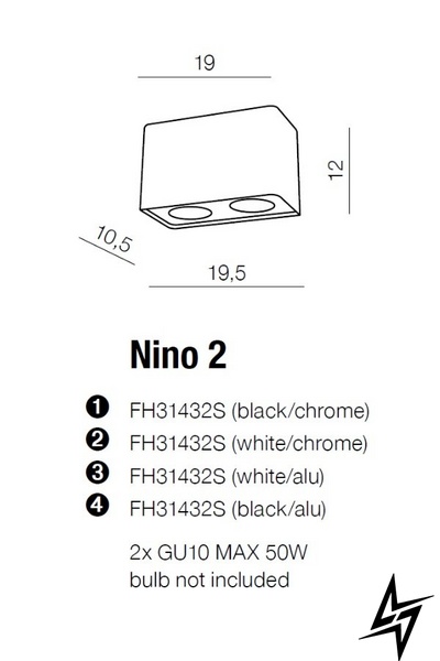 Точечный накладной светильник Azzardo Nino 2 White Aluminium AZ1386 15917 фото в живую, фото в дизайне интерьера