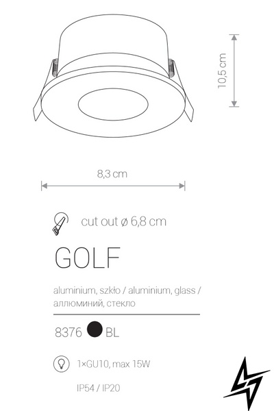 Точковий врізний світильник Nowodvorski Golf 8376 30912 фото наживо, фото в дизайні інтер'єру