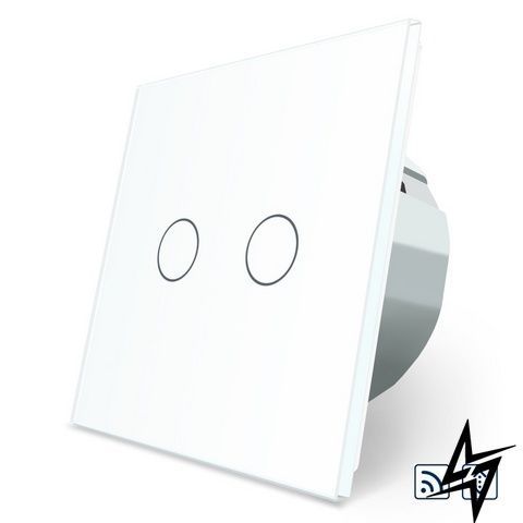 Сенсорний радіокерований вимикач 2 сенсора для ролет електрокарнізов воріт Livolo білий скло (VL-C702WR-11) VL-C702WR-11 фото