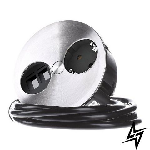Розеточный модуль (1 розетка з/к + 2 модуля Keystone для разъемов данных) TWIST Bachmann 931.001 нержавеющая сталь фото
