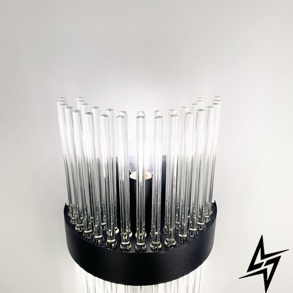Настінний світильник з скляними паличками LE30121 2xE14 22x33см Чорний WJ 881/2 S BK фото наживо, фото в дизайні інтер'єру
