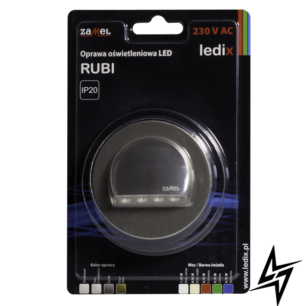 Настенный светильник Ledix Rubi с рамкой 09-221-21 врезной Сталь 5900K ЛЕД LED10922121 фото в живую, фото в дизайне интерьера