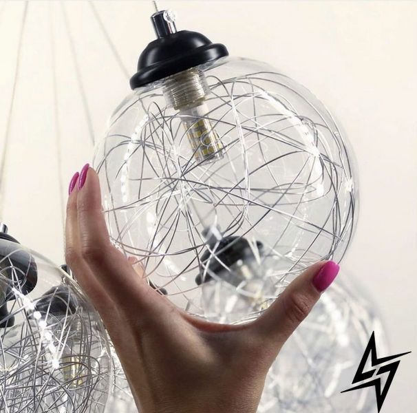 Підвісний світильник на 13 ламп G9 чорний Transparent Bubbles 26-1687 фото