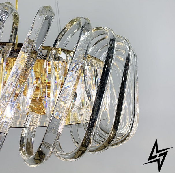 Уникальная подвесная люстра с хрустальными камнями LE25086 8xE14 90см Золото/Прозрачный D 3008-L900 фото в живую, фото в дизайне интерьера