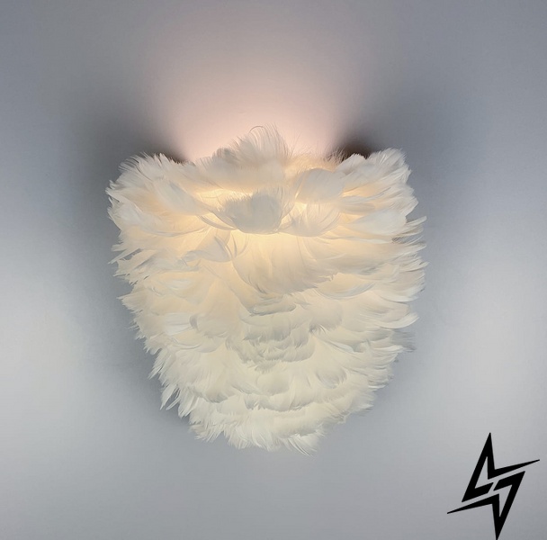 Настенный светильник из натуральных белых перьев LE26086 27x25см Белый WJU 83 WT фото в живую, фото в дизайне интерьера
