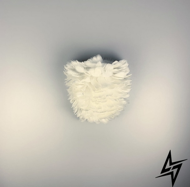 Настенный светильник из натуральных белых перьев LE26086 27x25см Белый WJU 83 WT фото в живую, фото в дизайне интерьера