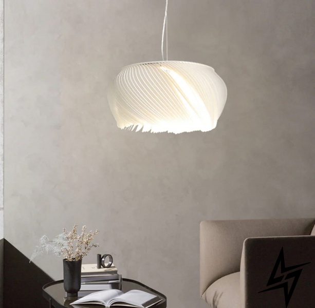 Подвесной светильник с декоративными пластинами LE26736 1xE27 50x50см Белый AA 235 фото в живую, фото в дизайне интерьера
