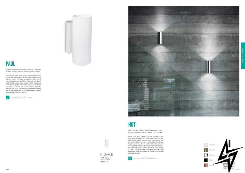 Настенный светильник (бра) 164823 Hot Ap2 Brunito Ideal Lux  фото в живую, фото в дизайне интерьера
