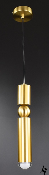 Стельова люстра підвісна на 1 лампочку L23-37494 Латунь SGA13 фото наживо, фото в дизайні інтер'єру